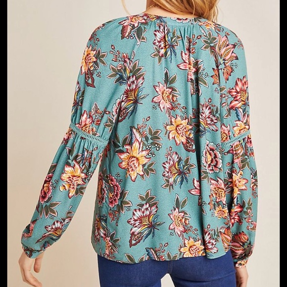 Anthropologie Farm Rio Paola Floral Peasant Blouse - Picture 3 of 6